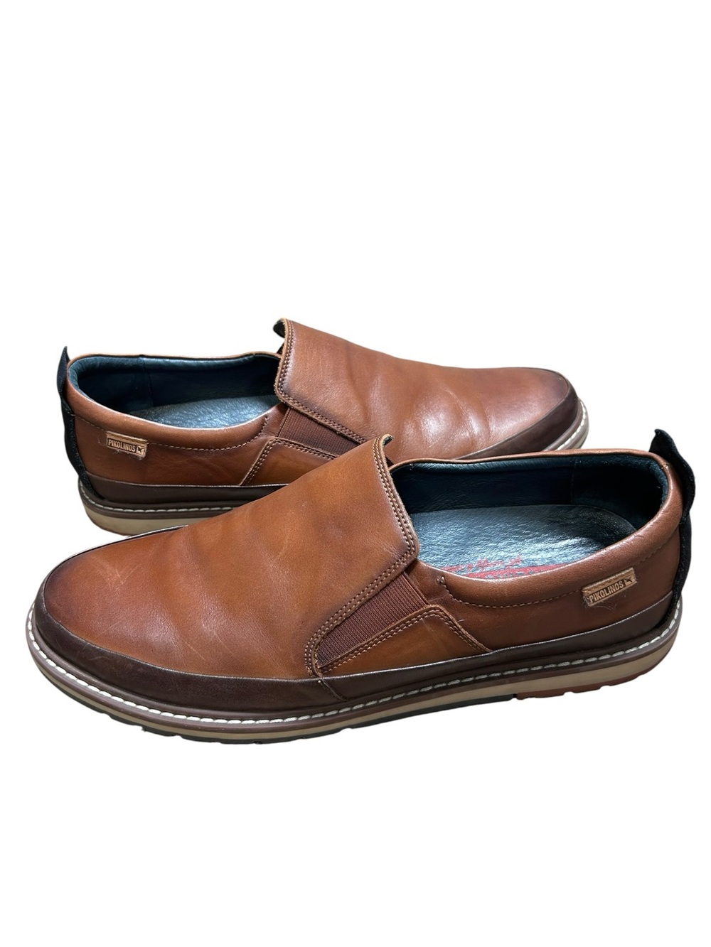 Pikolinos men’s Berna cuero brown leather loafers shoes size 44 US 10/10.5 tan